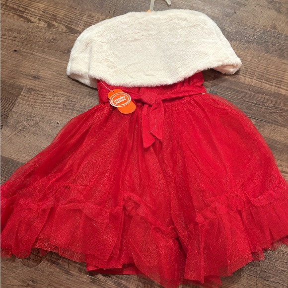 Wonder Nation Red Dress with White Faux Fur Cape - Picture 2 of 3